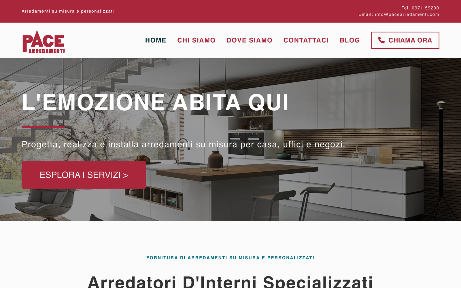 Pace Arredamenti website screenshot